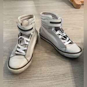 White High-Top Sneakers with Strap, size 37
